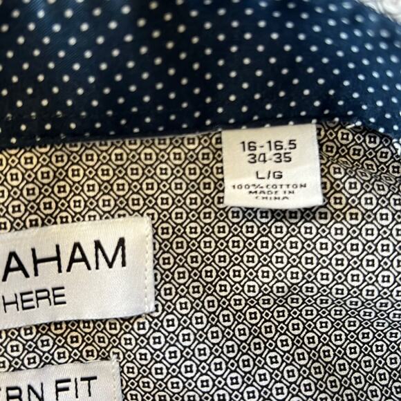 Nick Graham | Men’s Blue Modern Fit Long Sleeve Dress Shirt | Size Large | 0031 - Picture 7 of 10